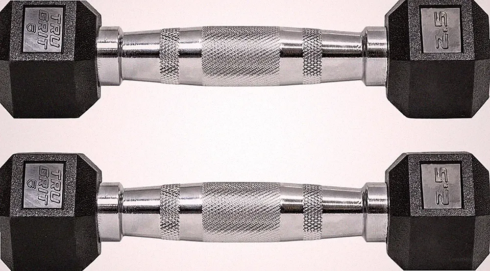 "Ultimate Hex Elite TPR Dumbbells: Premium Rubber-Coated Weights with Chrome Han