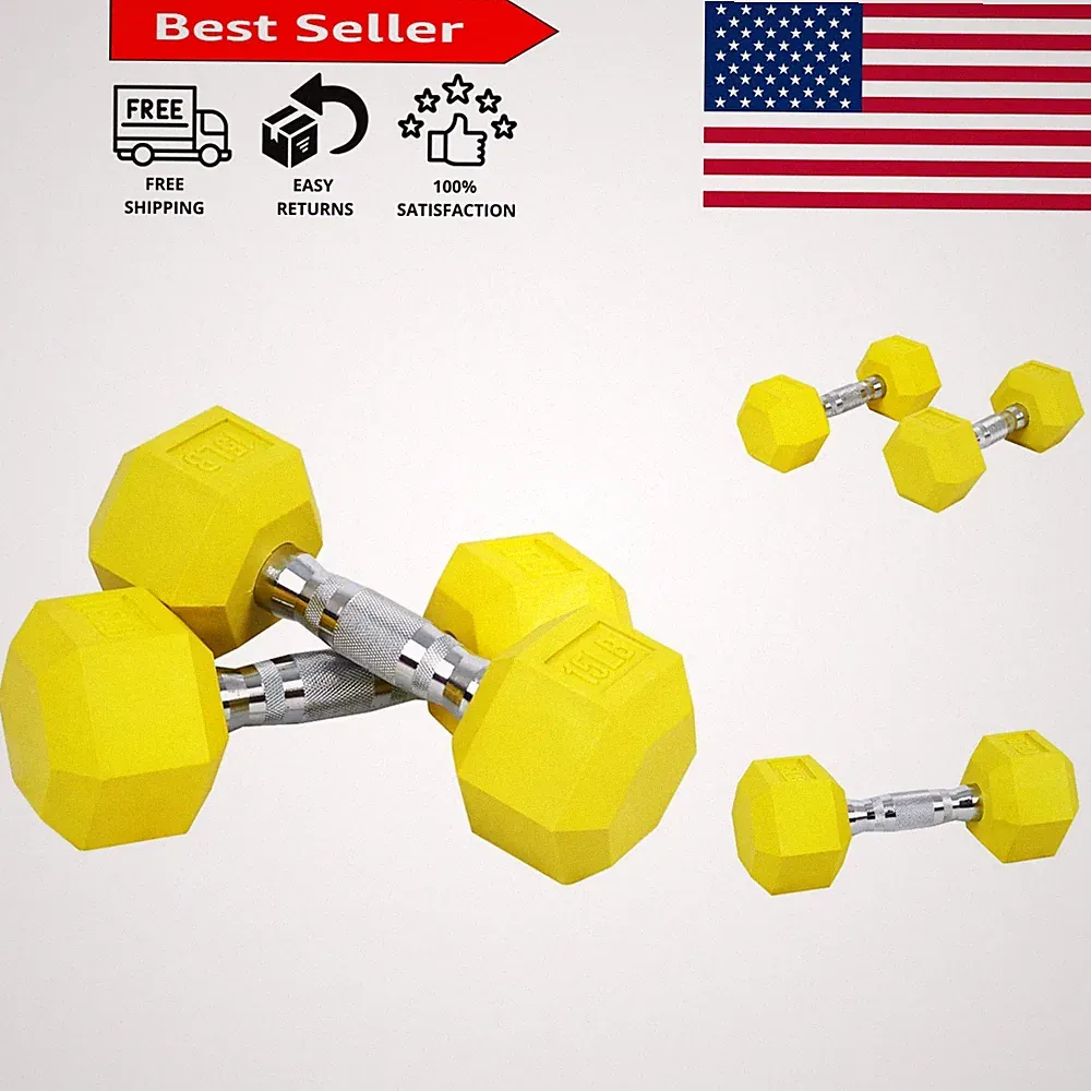 Unbreakable Rubber Encased Hex Dumbbells - 50 lb Pair for Full-Body Training