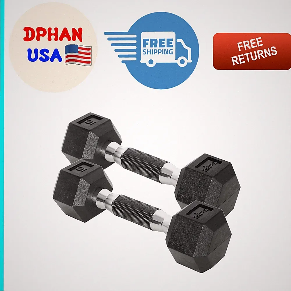 Unbreakable Rubber Grip Hex Dumbbells 10-30 LBS Pair - Ideal for Arm Training
