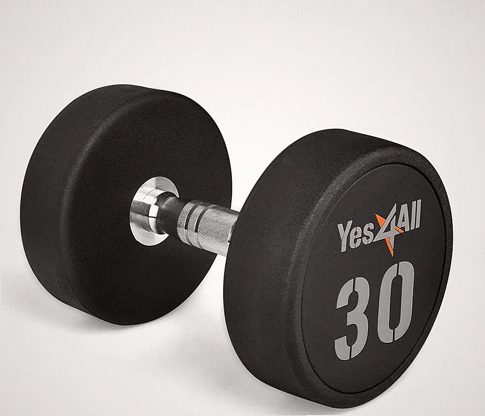 Urethane Dumbbell with Anti-Slip Knurled Handle 5-50 LB for Muscle Building - So
