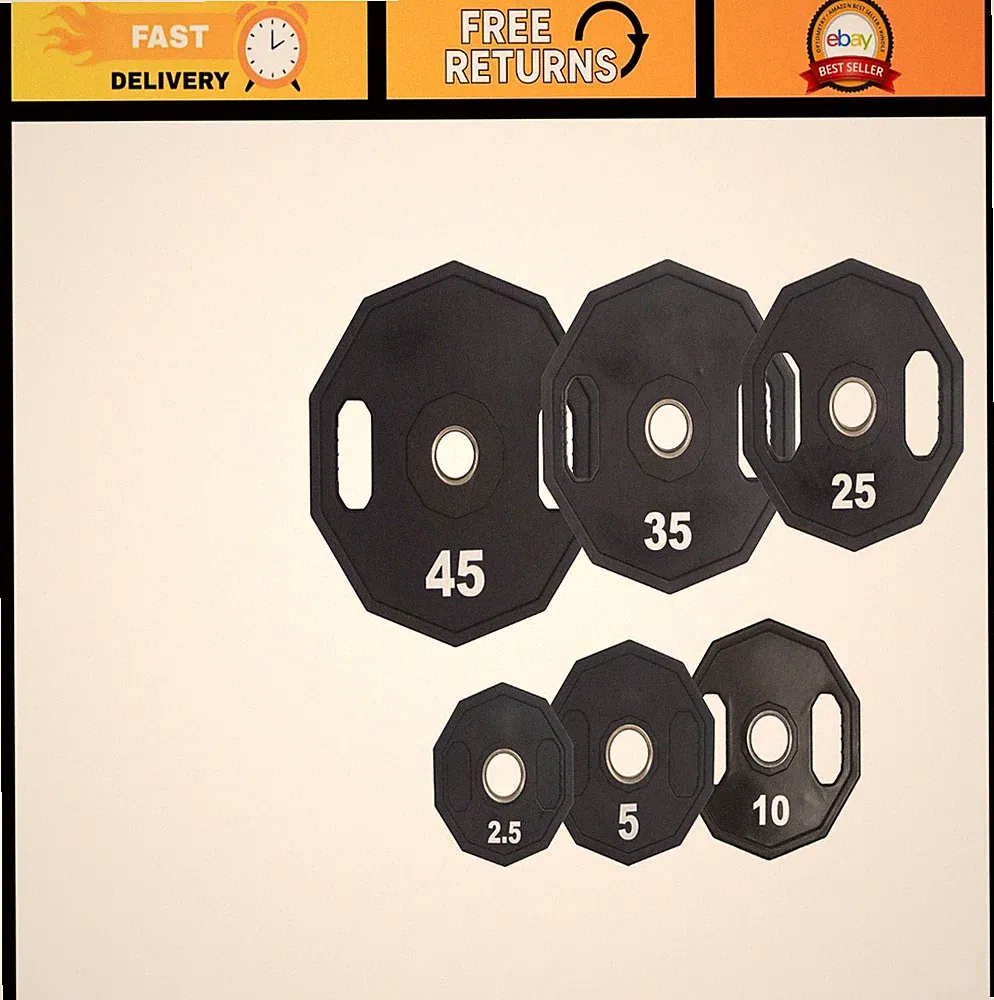 Urethane Grip Weight Plates 2.5-45 lbs for Strength Training & Home Gym