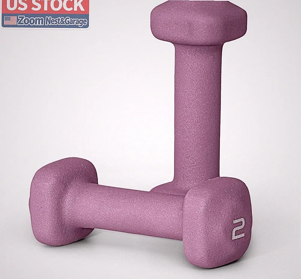 US Stock Square Anti-Roll Neoprene Dumbbell Pair Multiple Weight Options