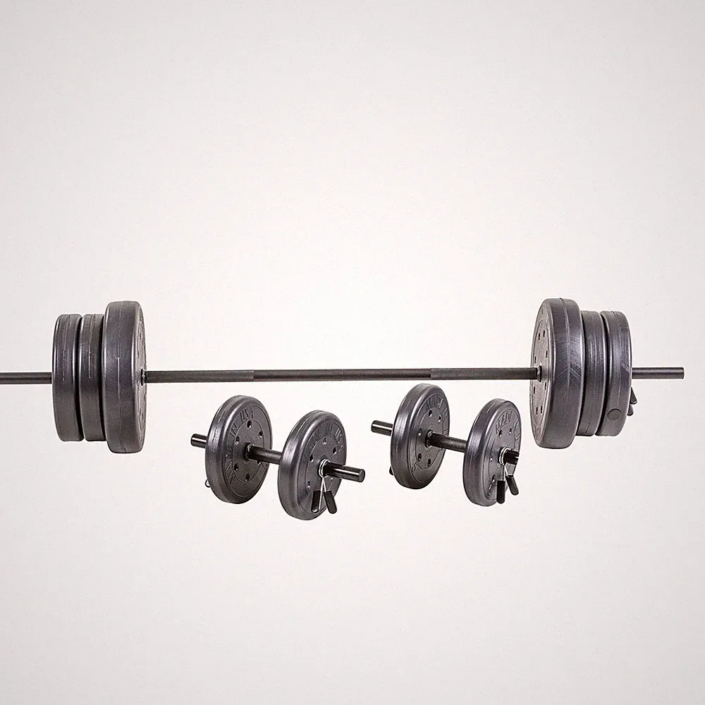 US Weight 105 Pound Weight Set with Barbell - Home Gym Workout Equipment