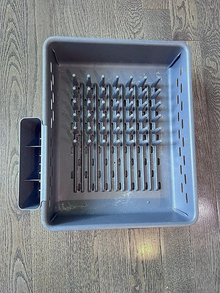 Used kitchen dish drying rack W 13”x L 16.5” xH 4”, Gray