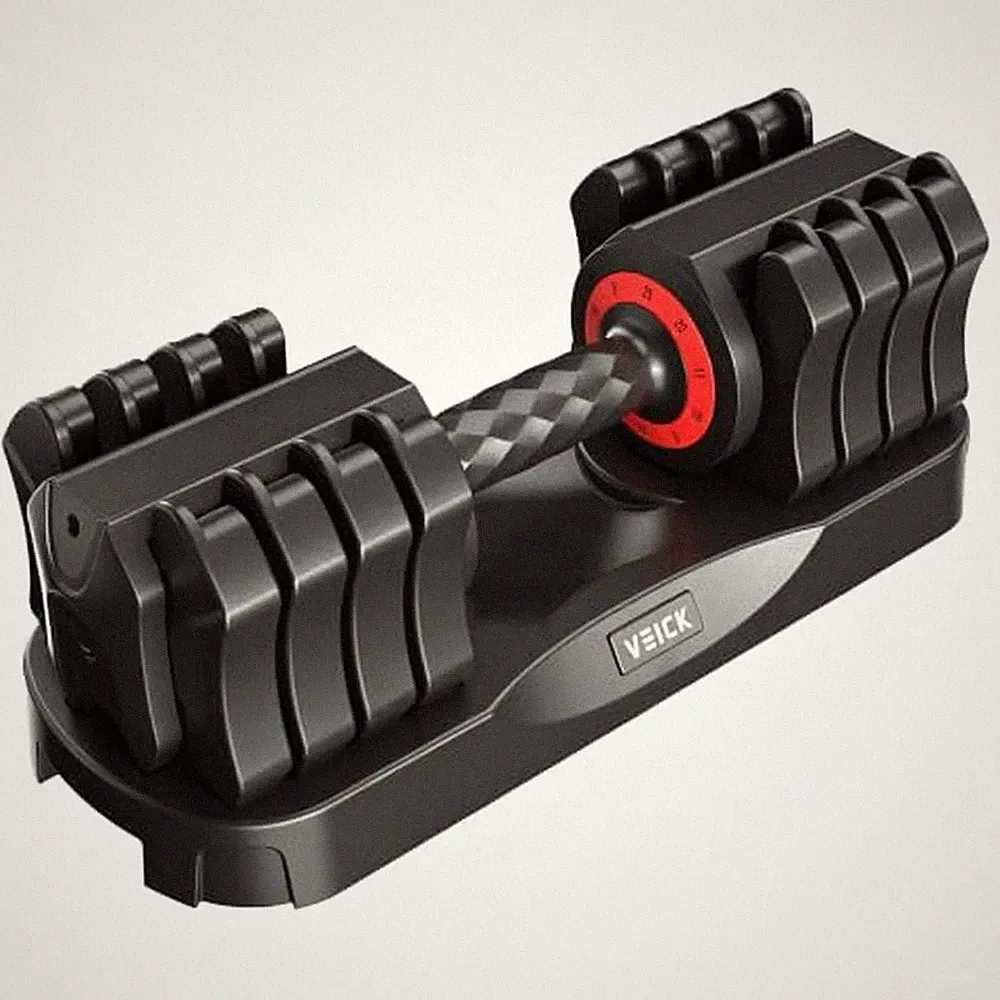 VEICK 25lb Adjustable Dumbbell Set, Quick Dial with Non Slip Handle, Stand