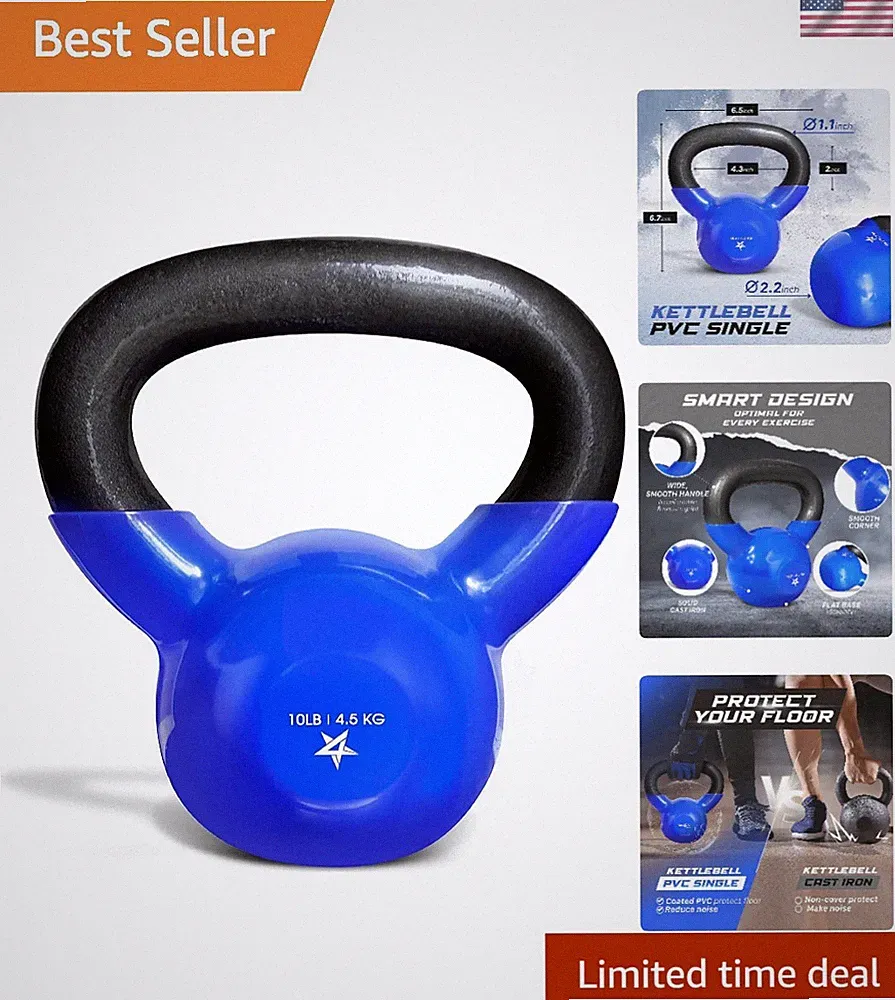 Versatile 10 LB Vinyl Coated Kettlebell - Perfect for Strength & Conditioning