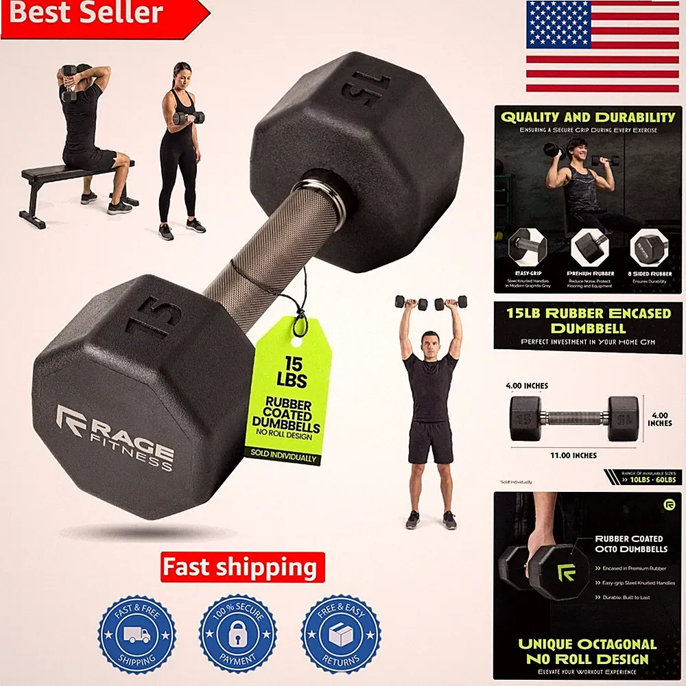 Versatile 15 lb Octagon Dumbbell - Perfect for Arm Workouts and Safe Storage