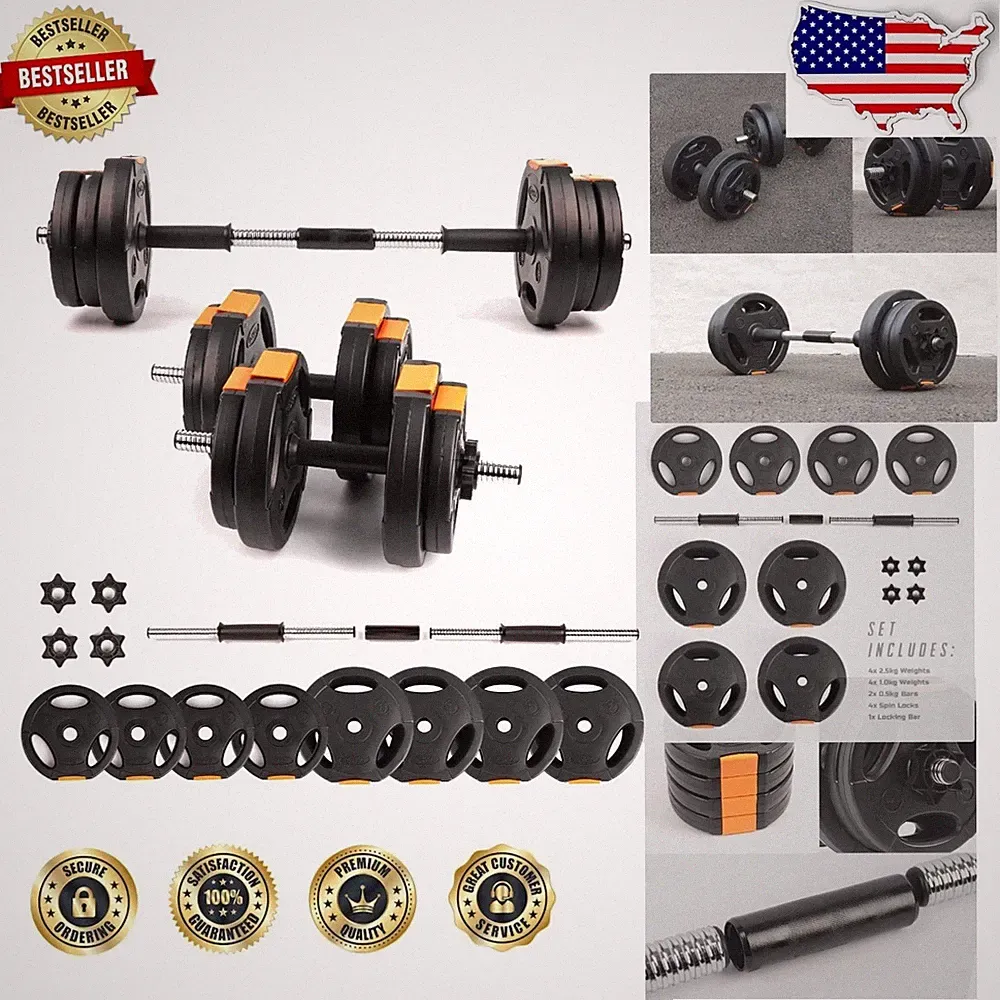 Versatile 15kg Dumbbell & Barbell Set - Compact Home Gym Strength Training