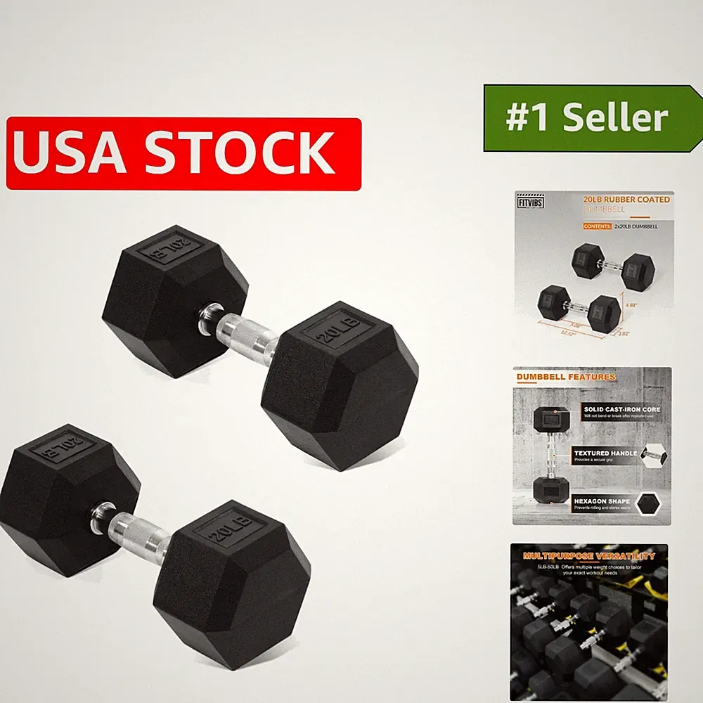 Versatile 20lb Hex Dumbbell Pair - Non-Slip Design Ideal for All Fitness Levels