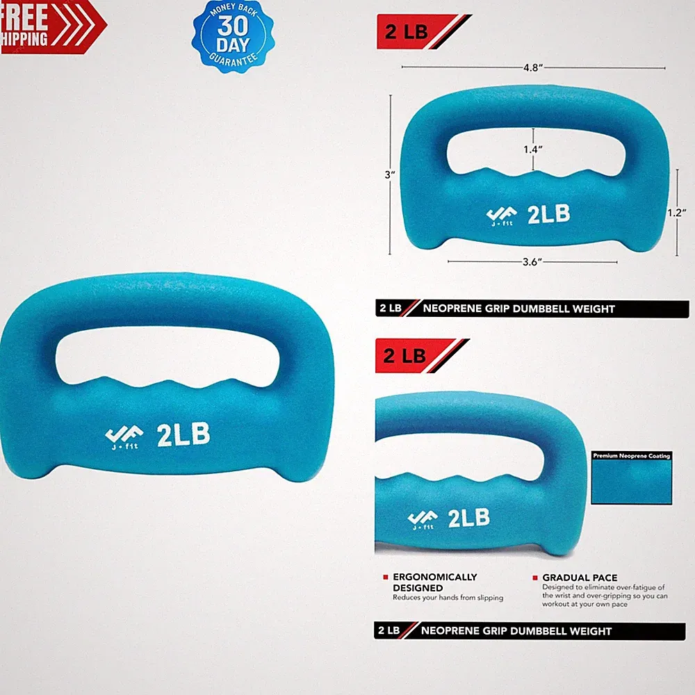 Versatile 2LB Neoprene D Grip Dumbbell - Essential Ergonomic Weight for Fitness