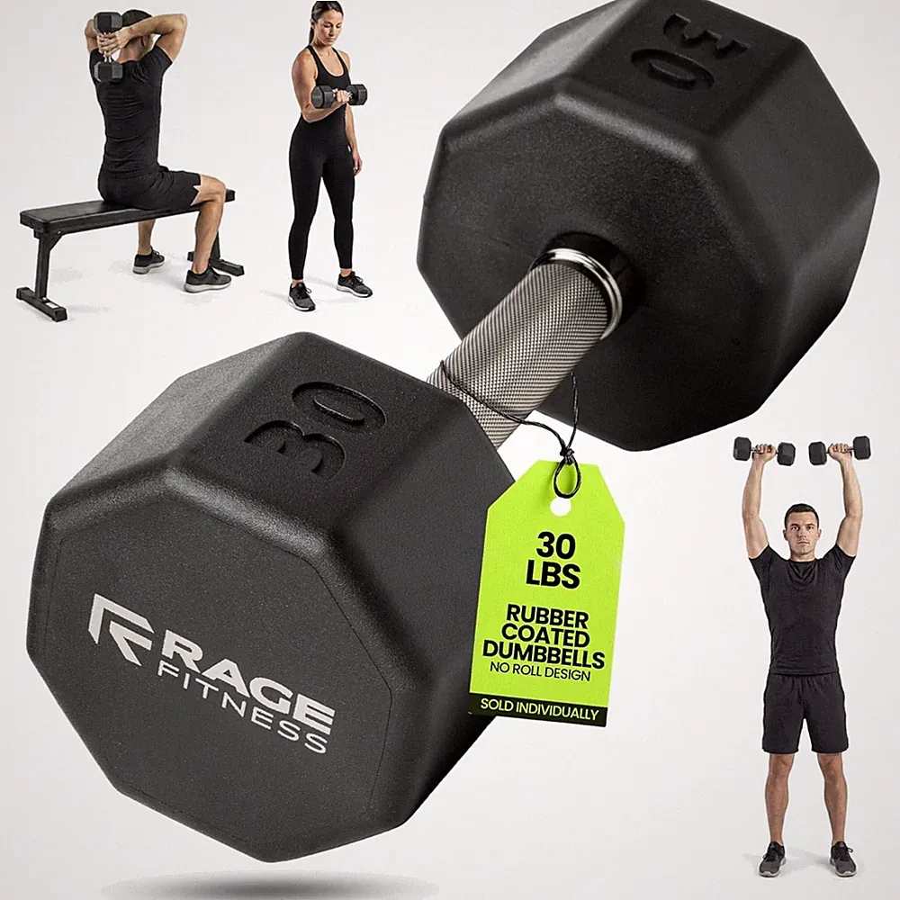 Versatile 30 lb Rubber Encased Dumbbell - Stylish Octagon Shape for Home Fitness