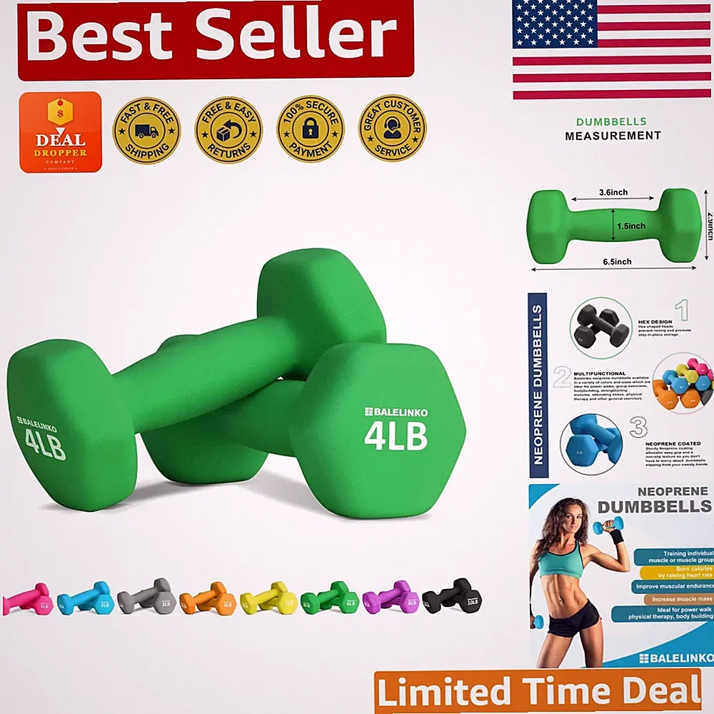 Versatile 4 lb Hexagonal Neoprene Dumbbell Pair for All Ages & Fitness Levels