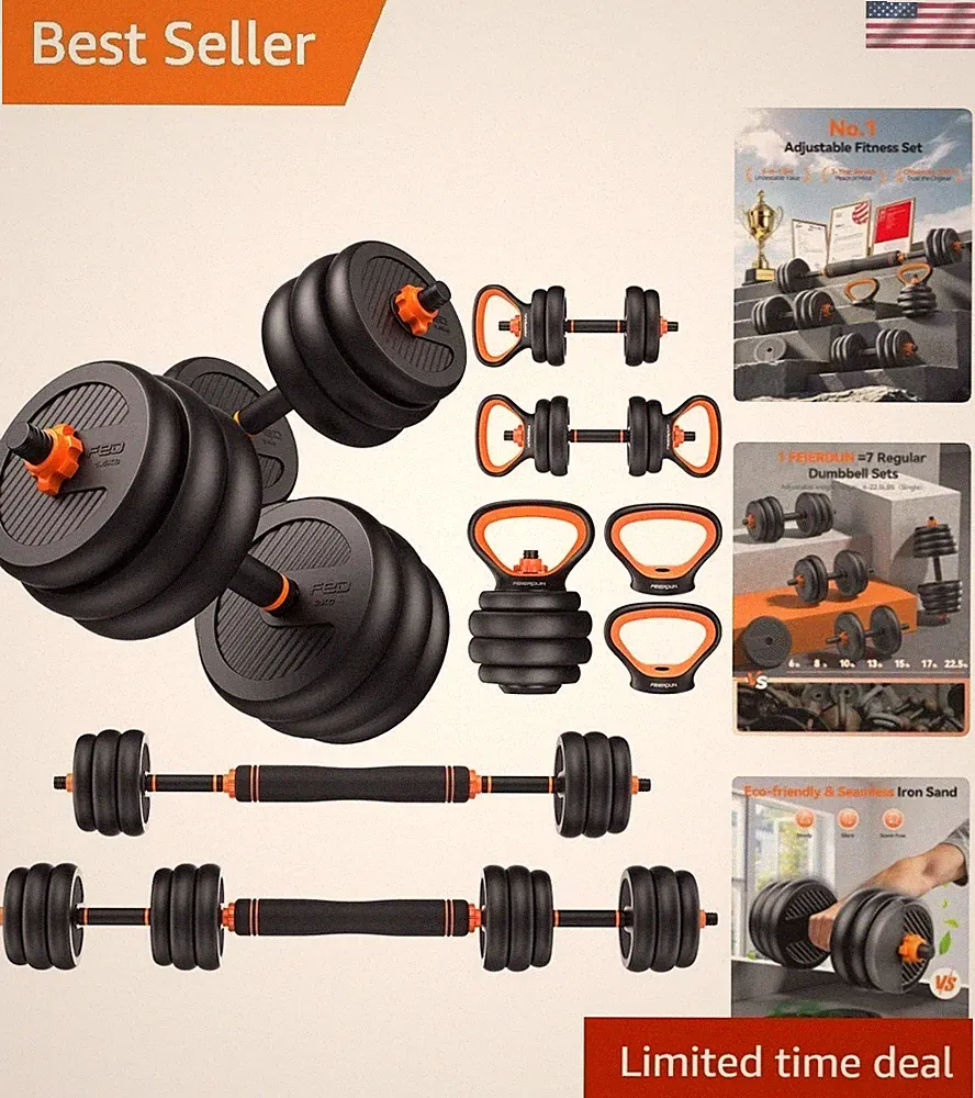 Versatile 5-in-1 Adjustable Weight Set: Dumbbells, Barbells, Kettlebells, & More