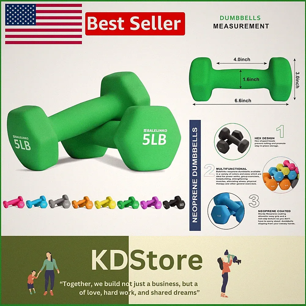 Versatile 5 lb Weight Set - Hexagonal Neoprene Dumbbells for All Fitness Levels