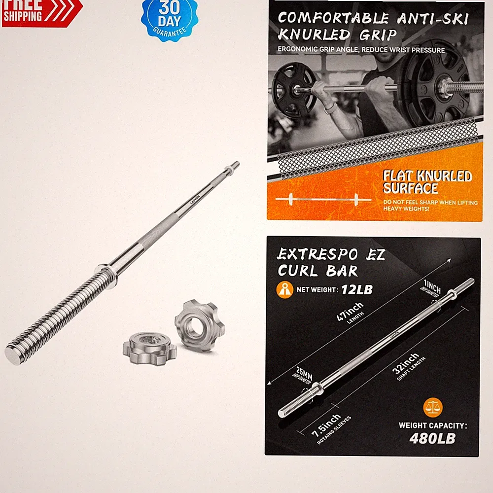 Versatile 55" Barbell for Weight Training - 480lbs Capacity, 2
