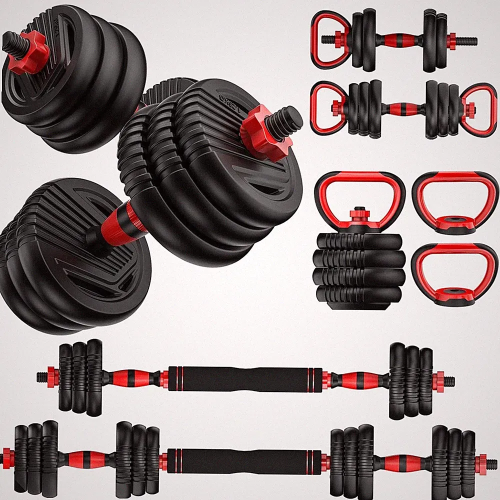 Versatile 90lbs Adjustable Dumbbell Set – Dumbbell, Barbell & Kettlebell Combo