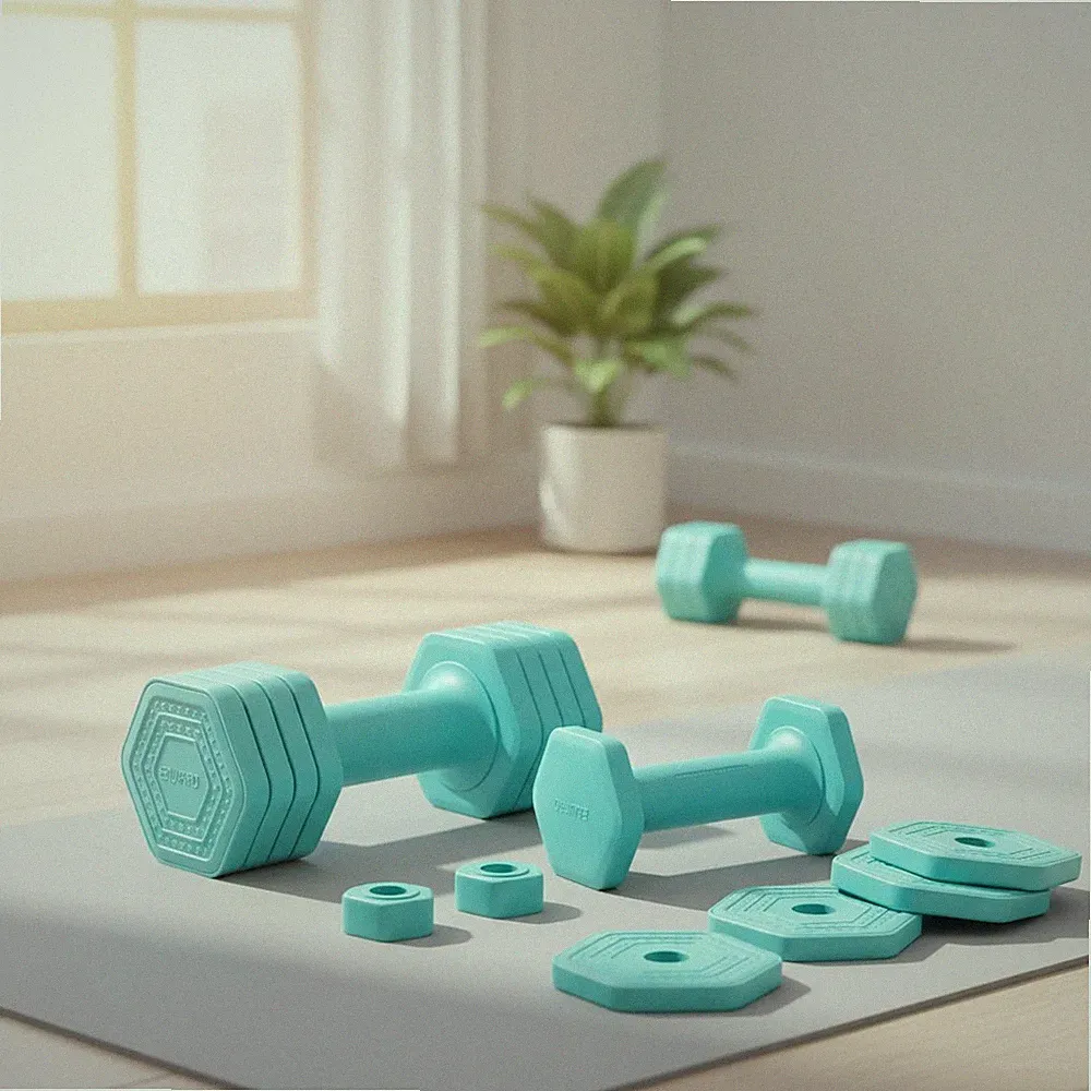 Versatile Adjustable Dumbbell Set in Blue - Ideal for Women’s Fitness Training