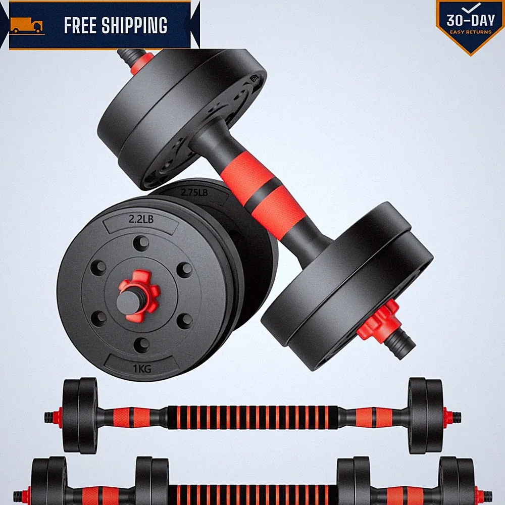 Versatile Adjustable Dumbbells - 20 lbs Set, Convert to Barbell for Home Gym