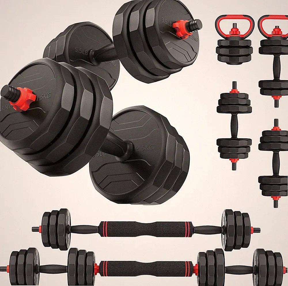 Versatile Adjustable Dumbbells Set - 2-in-1 Barbell & Kettlebell for Home Gym