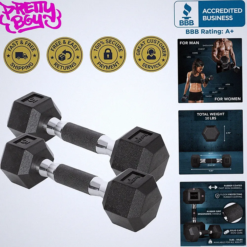 Versatile and Rust-Resistant 10-30 LBS Hex Dumbbells – Perfect for Any Workout