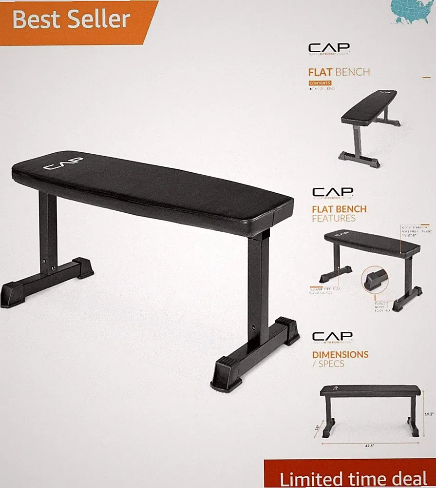 Versatile CAP Flat Weight Bench - Ideal for Dumbbell Exercises & Home Training