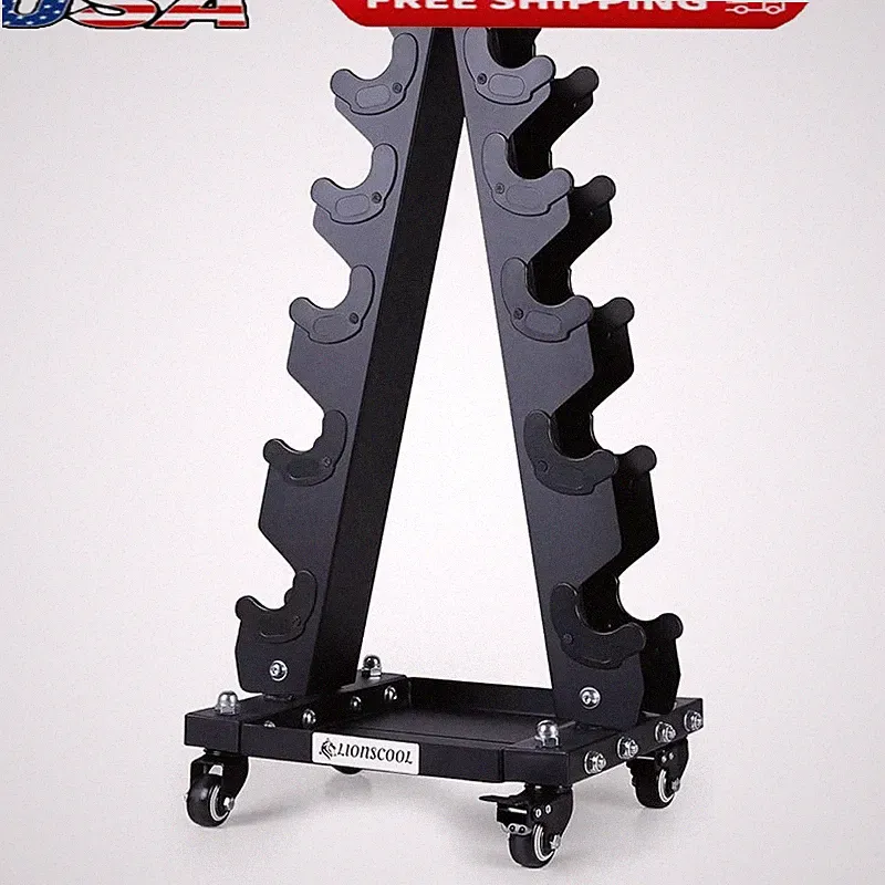 Versatile Dumbbell Rack Heavy Duty Stable Storage W/ Wheels Compact Design New
