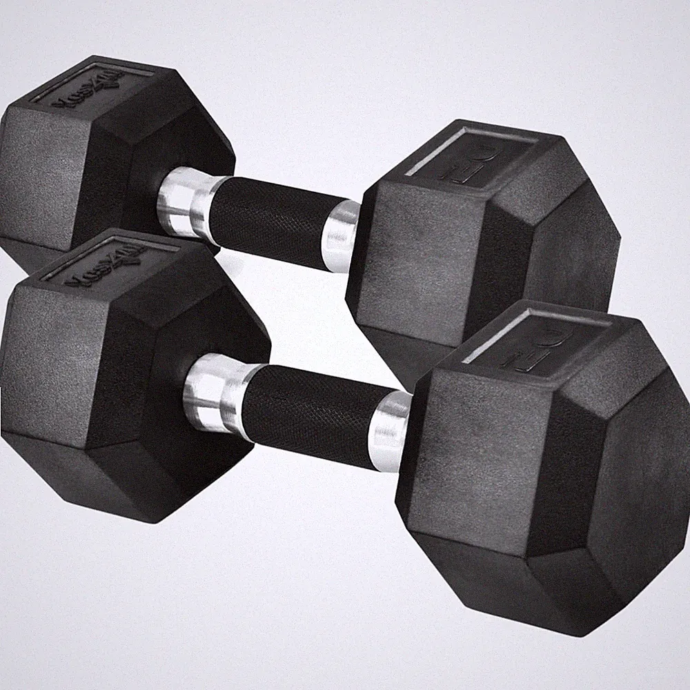 Versatile Hex Dumbbell Pair 5-50lbs - Rubber Grip
