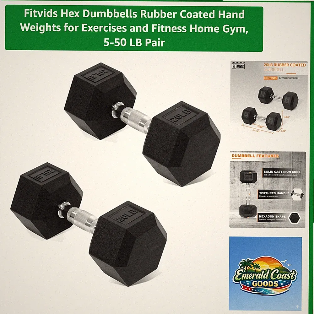 Versatile Hex Dumbbell Set - 20 LB Pair for Weight Training and Muscle Toning