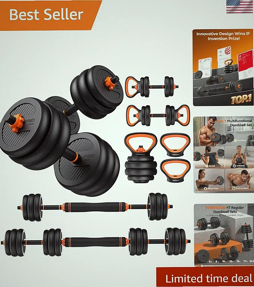 Versatile Home Gym 5-in-1 Adjustable Dumbbells, 20-90lbs with Safety Features