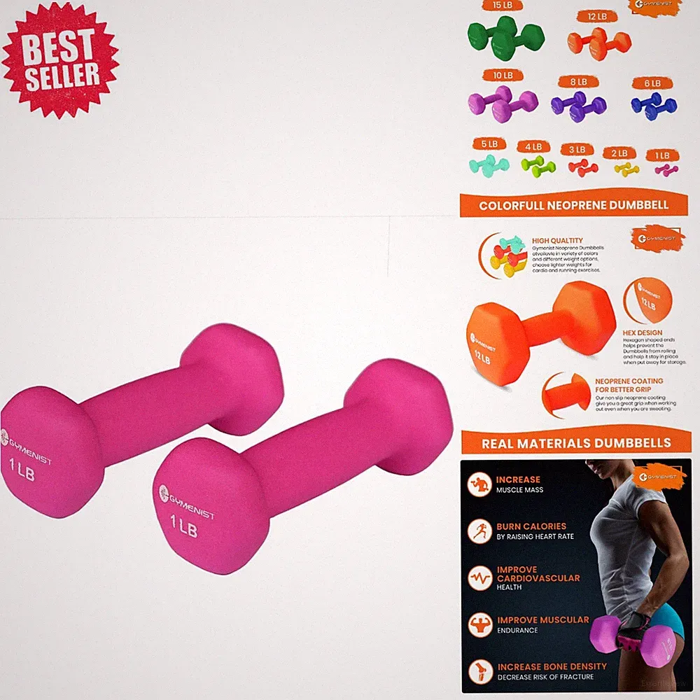 Versatile Set of 2 Non-Slip Dumbbells - Neoprene Coated for Maximum Comfort