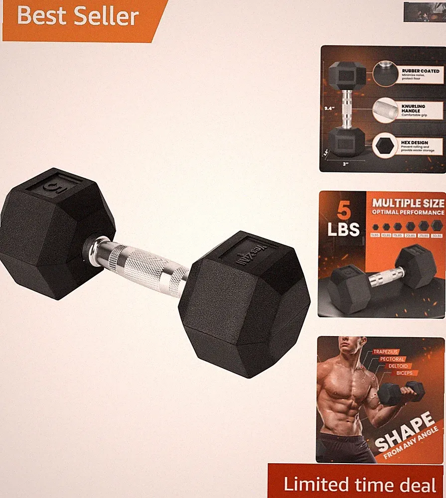 Versatile Unbreakable Hex Dumbbells, 5-50 LBS - Ergonomic Design for All Levels