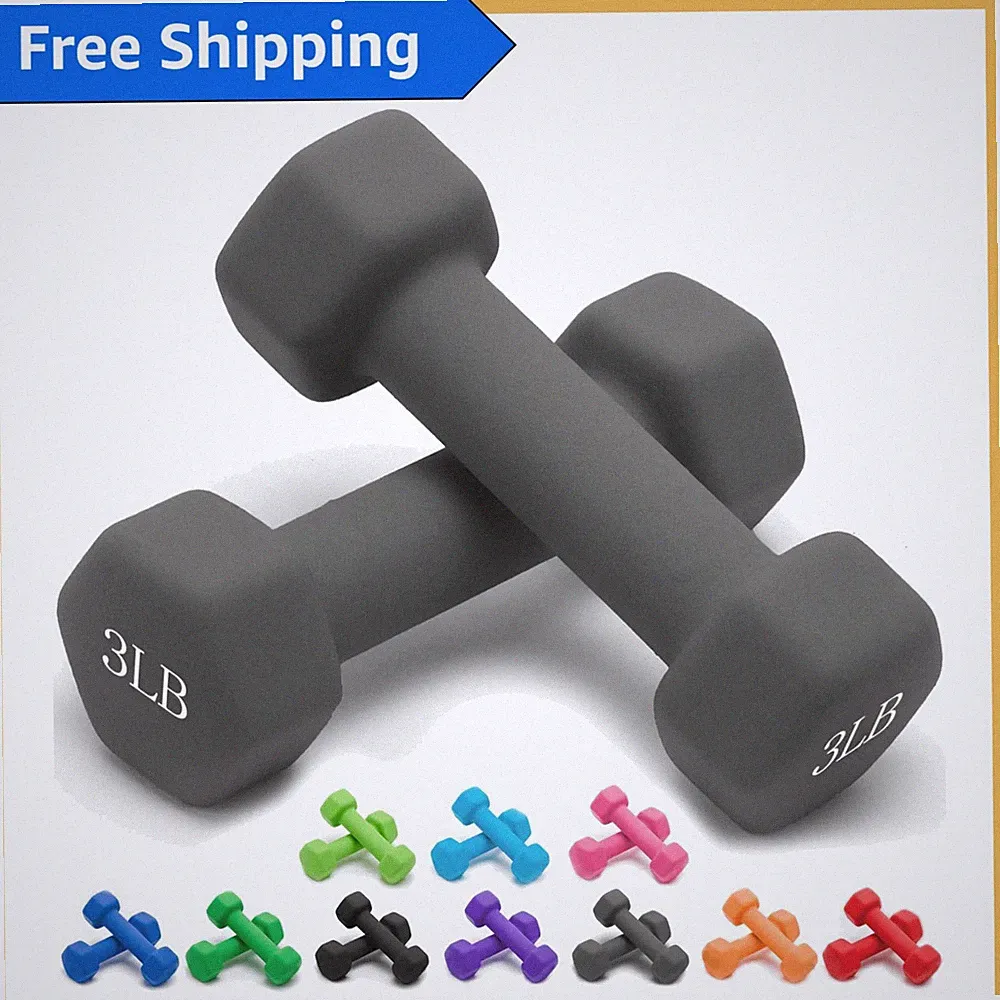 Vibrant Neoprene Dumbbells - 10 Color Options, Anti-roll Hex Shape, Easy Grip