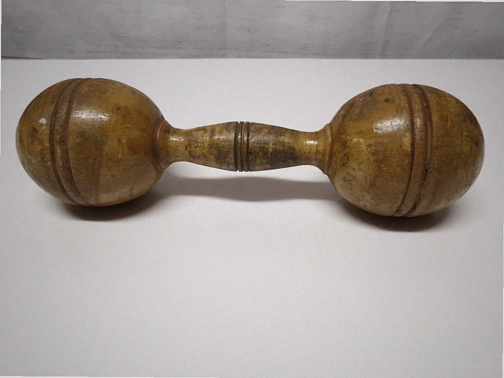 Vintage 1 lb Pound Wooden Exercise Dumbbell Hand Weight Wood "Royal"