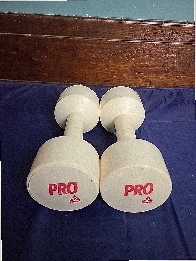 Vintage 1980's Triangle Pro 3 lb (6 Lbs Total) Dumbells-Lot Of 2 Plastic Covered