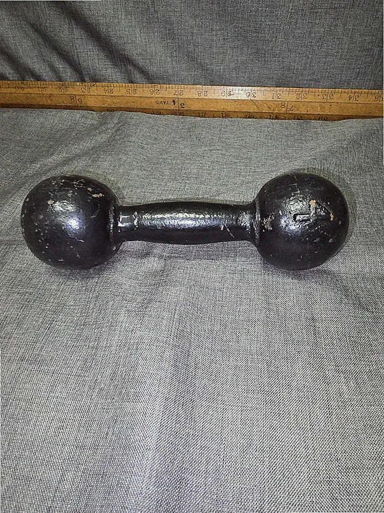 Vintage 4 Pound Cast Iron Globe Dumbbell (Single Item) Black