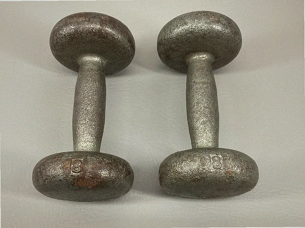 Vintage 8LB Dumbbell Weights Bun Round Ends Hand Weights