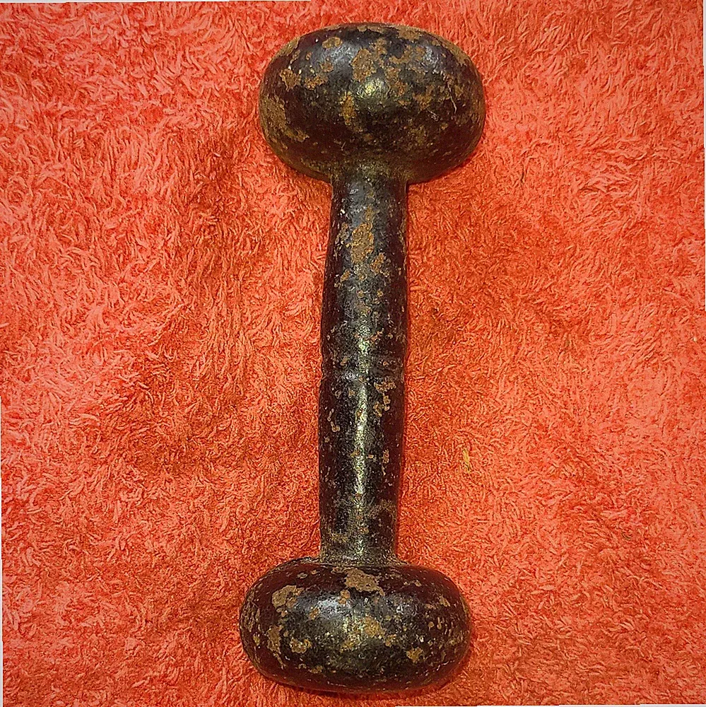 Vintage Black Cast Iron Fixed Weight Dumbbell