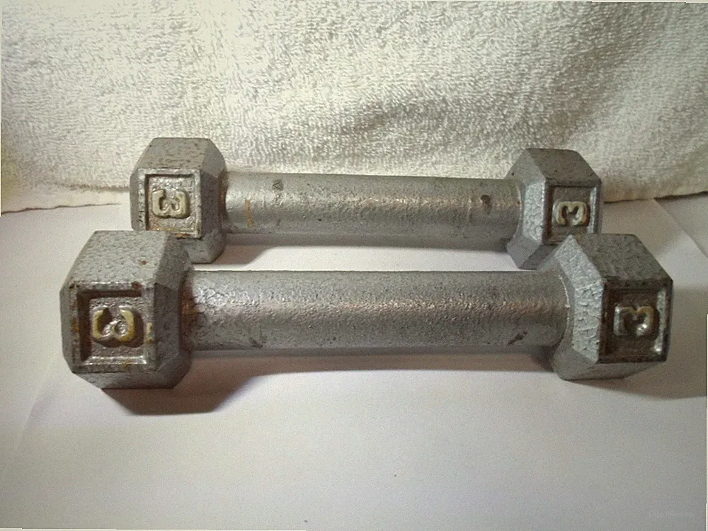 Vintage Cast Iron Barbell-Dumbell Weights * Two 3 Pound Weights*