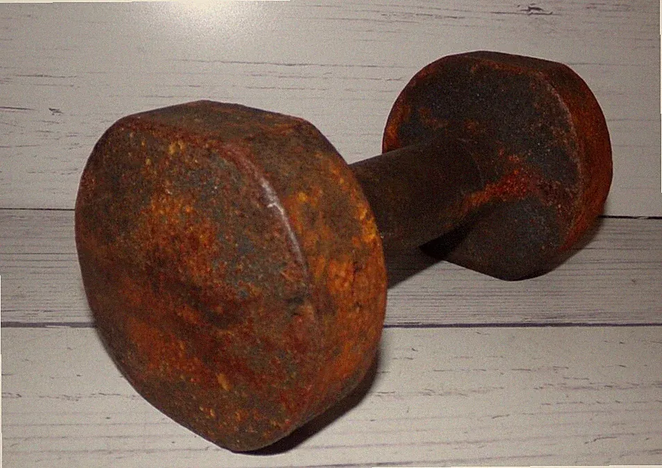 Vintage Cast Iron Dumbbell Barbell Black Weight 5 LBS