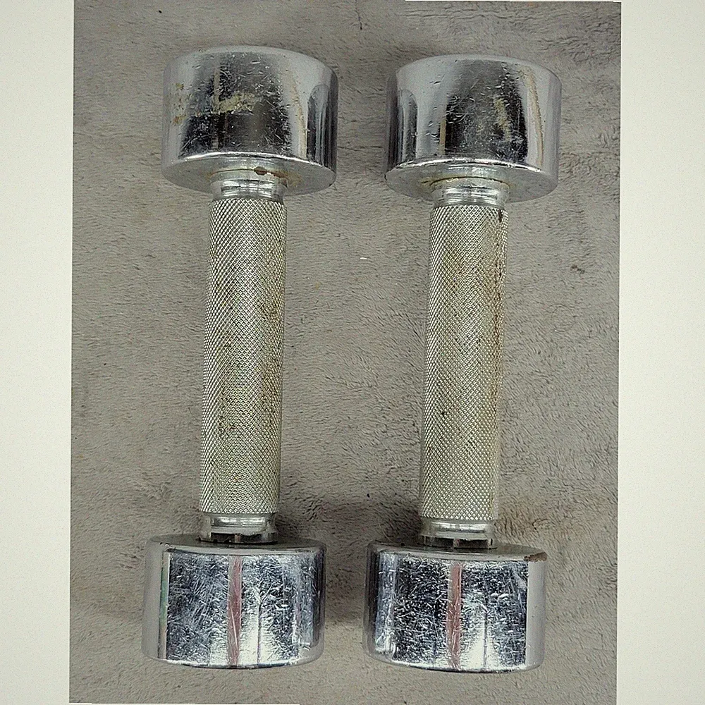 Vintage DP Fit for Life 4lb Chrome Dumbbells Pair Knurled Grip Hand Weights 8lbs