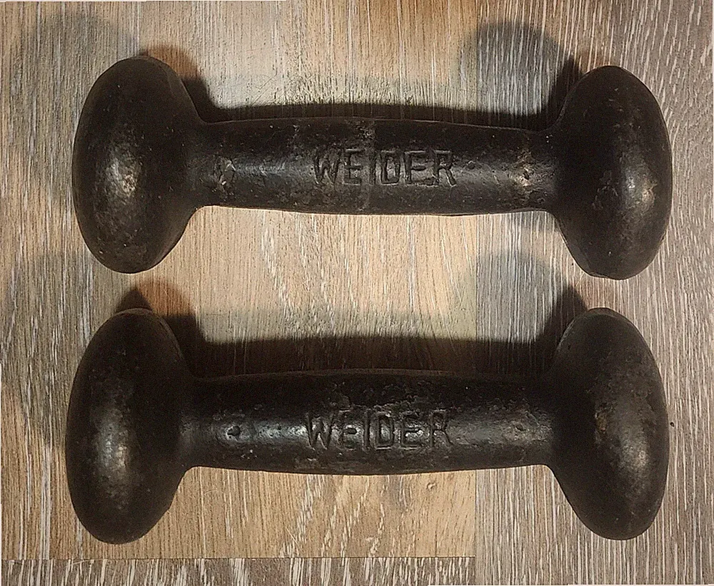 Vintage Pair of Weider 2 lb. Bun Style Free Dumbbell Barbell Weights