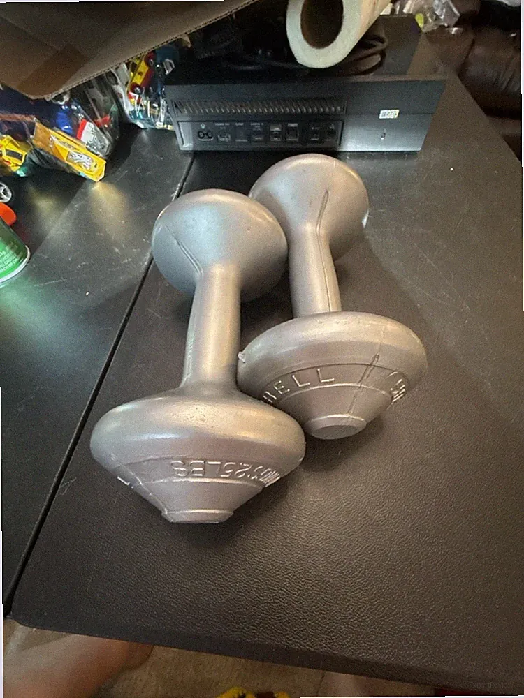 Vintage Plastic Coated 2.5 Lbs Dumbbell Hand Weights - Set of 2
