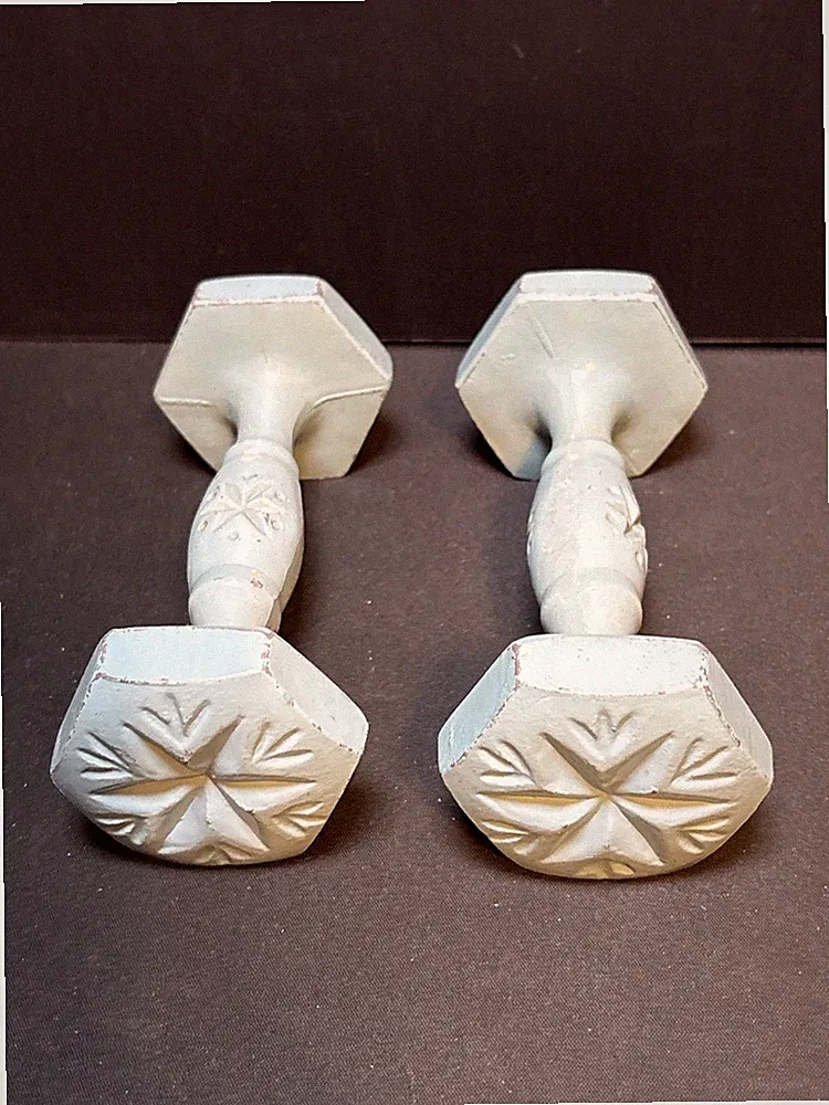 Vintage RARE Weider Beaut-I-fit 2.5 Lb cast iron Ornate dumbbell pair BLUE