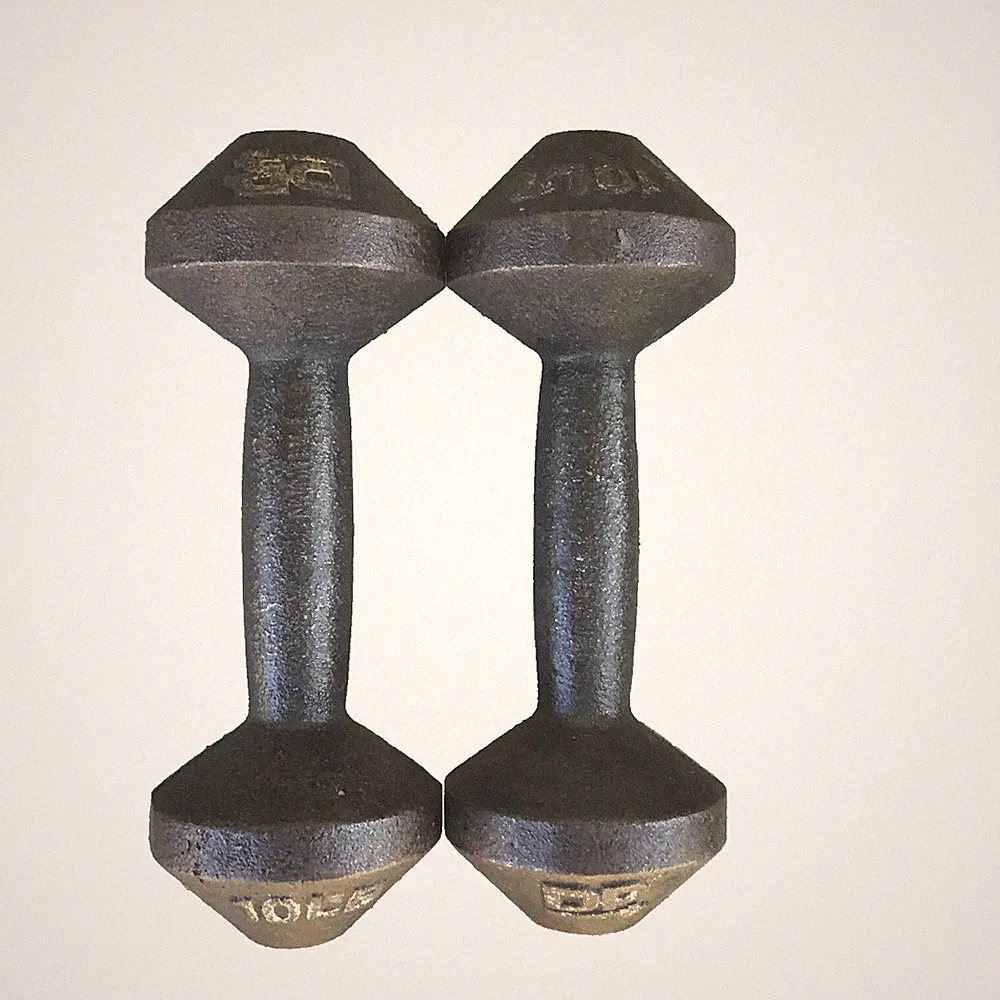 Vintage Set of 2 DP DUMBBELLS 10lb (20lb Total) Bodybuilding Cast Iron Pair