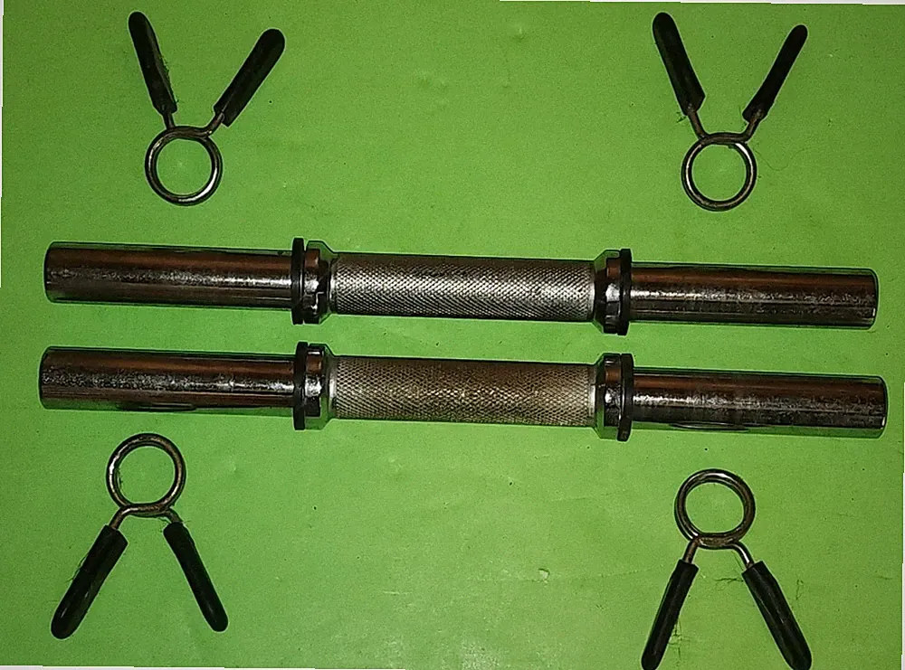 Vintage Solid Unbranded 1" Standard Chrome Dumbbell Handles With Spring Locks