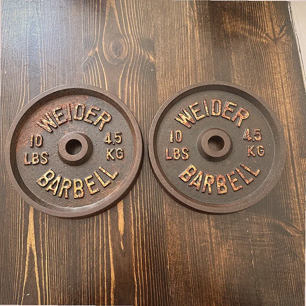 Vintage Weider 10 LB Pair Barbell Dumbell Weight Plates 10 lbs Total 20 Iron 70s