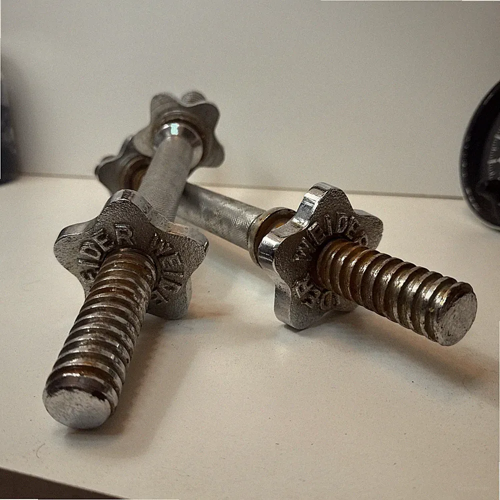 Vintage Weider Pair Dumbbell Handle Spin-Lock 1 Inch Standard Chrome Adjustable