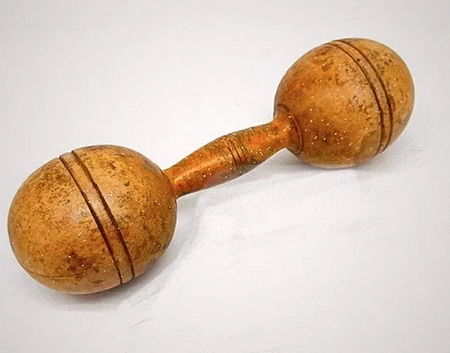 Vintage Wood Dumbbell 2 lbs