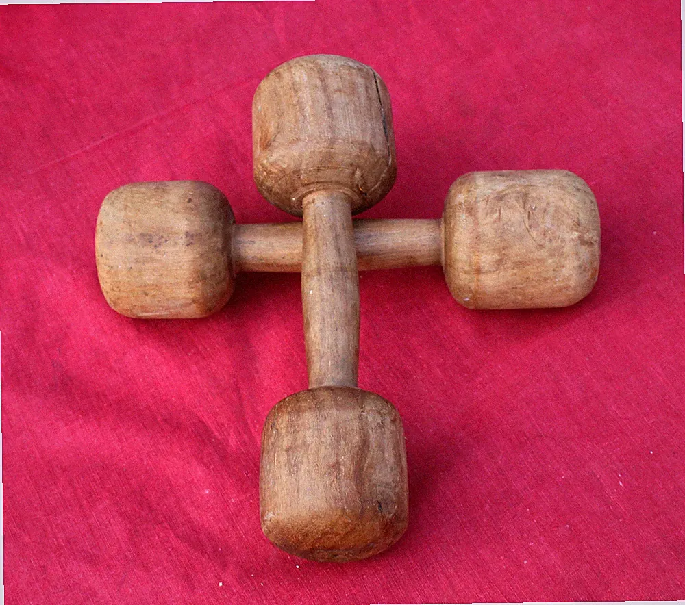 Vintage Wooden Hand Made Dumbbells Pair For Ladies Decorative W542