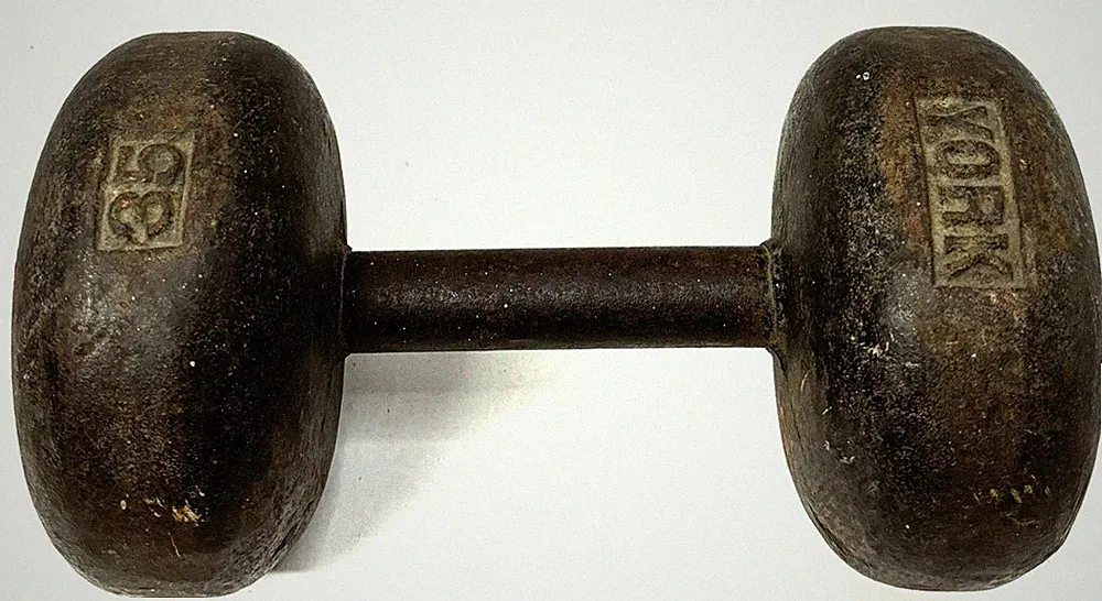 Vintage York 35 Lb Bun Style Single Dumbell for Weightlifting